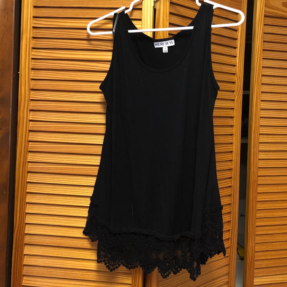 Lace-bottom black tank